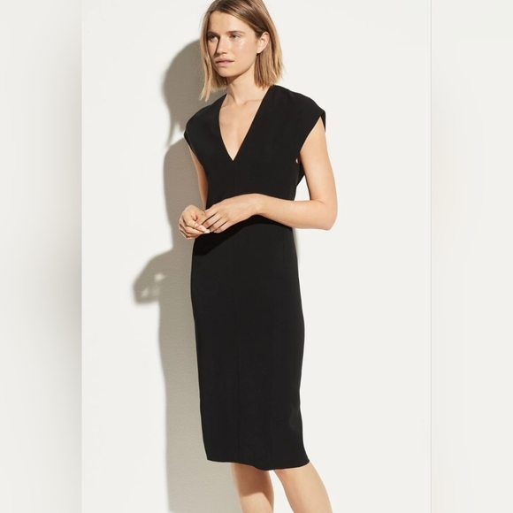 Vince V-Neck Cap Sleeve Pencil Dress